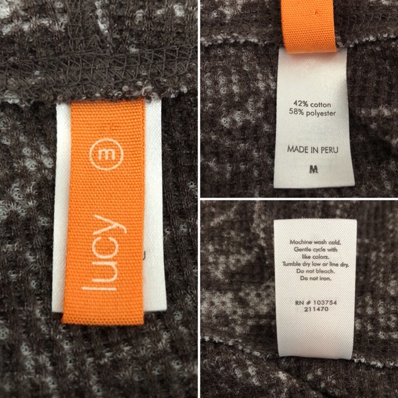 Lucy | Gray Brown Printed Thermal Hoodie - Picture 7 of 7